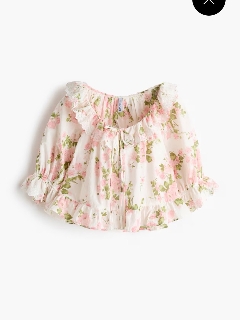 Floral Ruffle Peasant Blouse- H&M